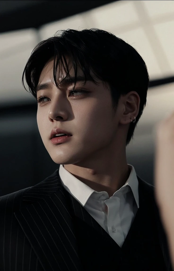 jeon jungkook asian boy with suit and black background