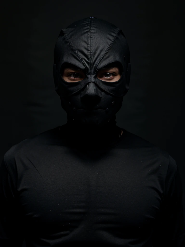 mysterious masked man wearing black in the dark
