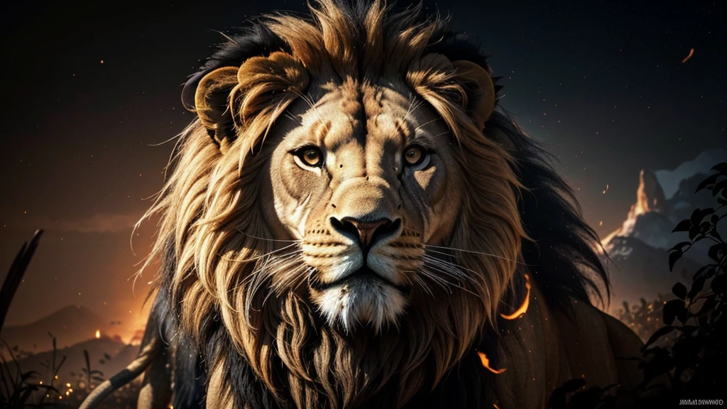 Lion, Divine Lion, Detailed Realistic Lion 16K, Golden Lion, Strong Lion, 16K detalhado realista, Luz solar realista 8K, Detailed realistic solar energy, Detailed realistic natural light, Solar Power Screws, ULTRAHD Photorealism, Ultra Realistic Detailed Colors, Texturas Detalhadas photorrealistics 16K, Contraste Natural 8K, Ultra Detalhado 8K, Nitidez 8K photorrealistic, golden light, black and gold, naturey, Linda, Rendering, photorrealistic, UltraHigh definition, 4K, detailed textures, thunder, detailed shadows, detailed colors, sunset, Sunset, SUNSET, naturey Linda, Great Divine, sunset, detailed contrast, realistic contrast, high resolution, detailed colors, fire, villany, divine creature, 8K Realista Detalhado, 16K, 8K, High definition, detailed contrast, realistic contrast, high resolution, detailed colors, fire, villany, divine creature, 8K, realistic detailed, chic,