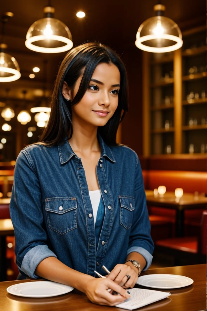 Femme dans un restaurant 