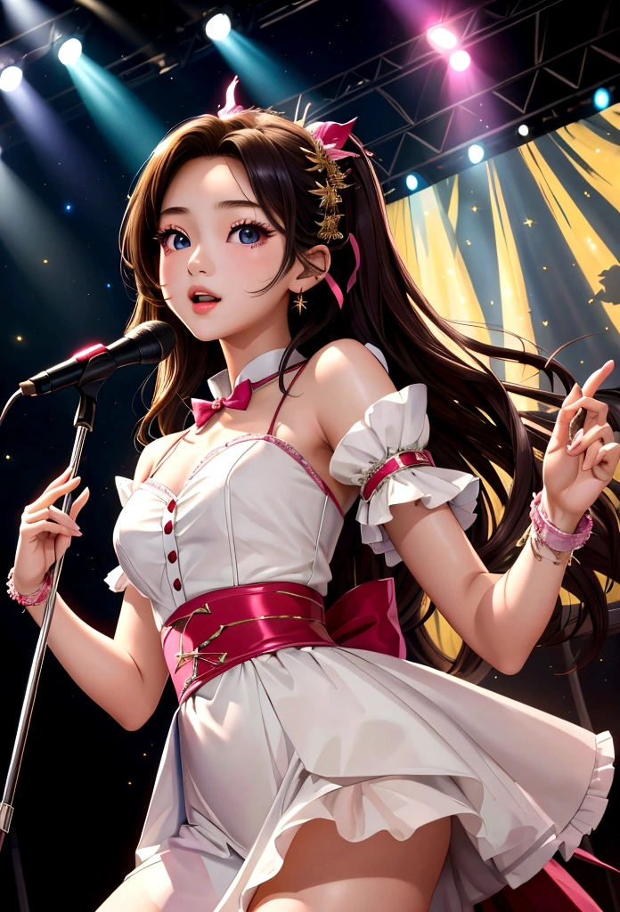 (masterpiece, Highest quality)、pretty girl、Illuminated stage、Idol、Idol歌手、、Are thin、