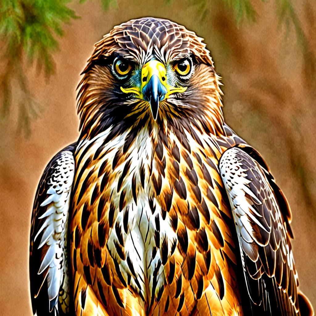 hawk, powerful, looking to the viewer, simmetrical, masterpiece, high quality