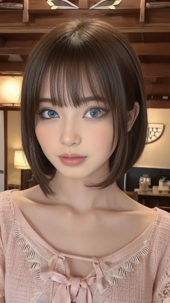 (sexual climax:1.5),(Short Hair:1.0),Part-time job at a bar,8 year-old,(ultra cute Japanese:1.5),detailed face,(beautiful symmetry detailed eyes:2.0),Natural Makeup,ultra slender