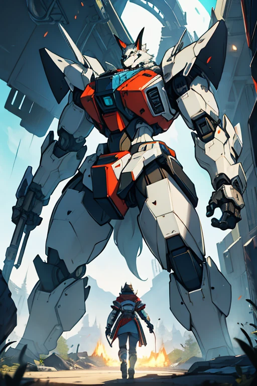Giant wolf mecha robot