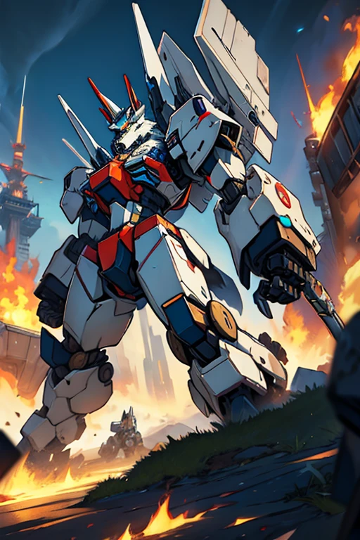 Giant wolf mecha robot