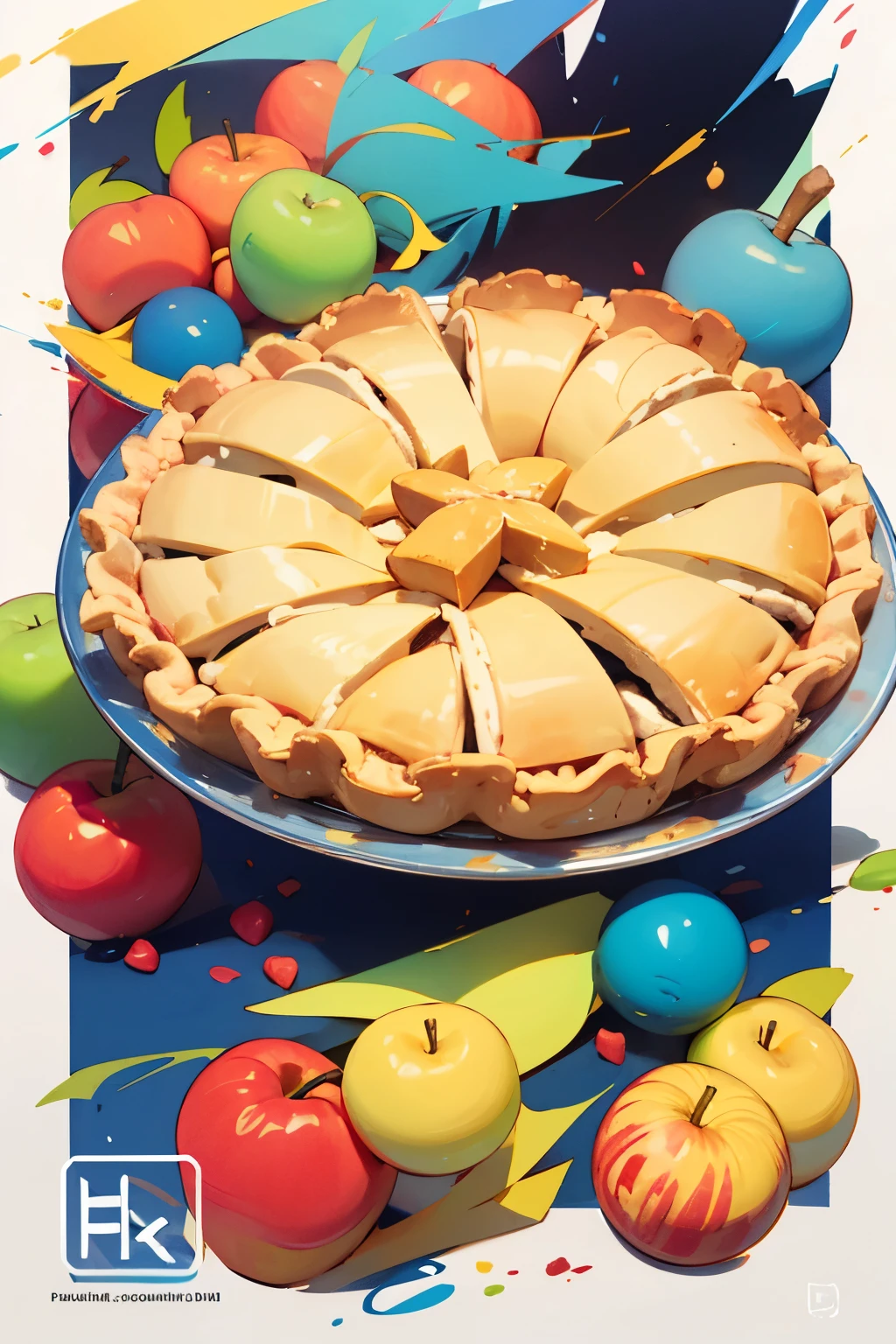 ((Best Quality)), ((colorful logo)), (drawing), Apple pie