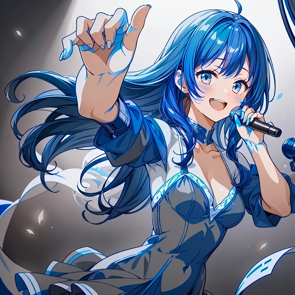 Milky white and blue gradient hair color、