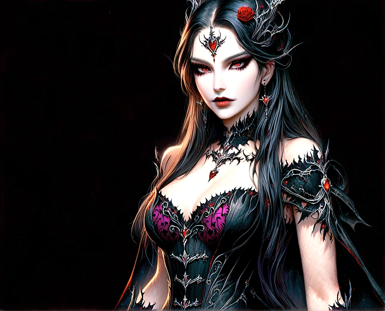 a close up of a woman in a corset dress with a sword, beautiful vampire queen, beautiful vampire female queen, gothic fantasy art, beautiful sorceress, a beautiful sorceress, dark fantasy female magician, dark fantasy style art, dark fantasy style, gothic fantasy, vampires fantasy, beautiful elegant demon queen, female vampire warrior, gothic maiden