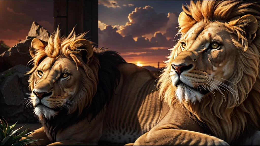 Lion, Divine Lion, Detailed Realistic Lion 16K, Golden Lion, Strong Lion, 16K detalhado realista, Luz solar realista 8K, Detailed realistic solar energy, Detailed realistic natural light, Solar Power Screws, ULTRAHD Photorealism, Ultra Realistic Detailed Colors, Texturas Detalhadas photorrealistics 16K, Contraste Natural 8K, Ultra Detalhado 8K, Nitidez 8K photorrealistic, golden light, black and gold, naturey, Linda, Rendering, photorrealistic, UltraHigh definition, 4K, detailed textures, thunder, detailed shadows, detailed colors, sunset, Sunset, SUNSET, naturey Linda, Great Divine, sunset, detailed contrast, realistic contrast, high resolution, detailed colors, fire, villany, divine creature, 8K Realista Detalhado, 16K, 8K, High definition, detailed contrast, realistic contrast, high resolution, detailed colors, fire, villany, divine creature, 8K, realistic detailed, chic,