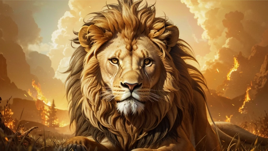 Lion, Divine Lion, Detailed Realistic Lion 16K, Golden Lion, Strong Lion, 16K detalhado realista, Luz solar realista 8K, Detailed realistic solar energy, Detailed realistic natural light, Solar Power Screws, ULTRAHD Photorealism, Ultra Realistic Detailed Colors, Texturas Detalhadas photorrealistics 16K, Contraste Natural 8K, Ultra Detalhado 8K, Nitidez 8K photorrealistic, golden light, black and gold, naturey, Linda, Rendering, photorrealistic, UltraHigh definition, 4K, detailed textures, thunder, detailed shadows, detailed colors, sunset, Sunset, SUNSET, naturey Linda, Great Divine, sunset, detailed contrast, realistic contrast, high resolution, detailed colors, fire, villany, divine creature, 8K Realista Detalhado, 16K, 8K, High definition, detailed contrast, realistic contrast, high resolution, detailed colors, fire, villany, divine creature, 8K, realistic detailed, chic,