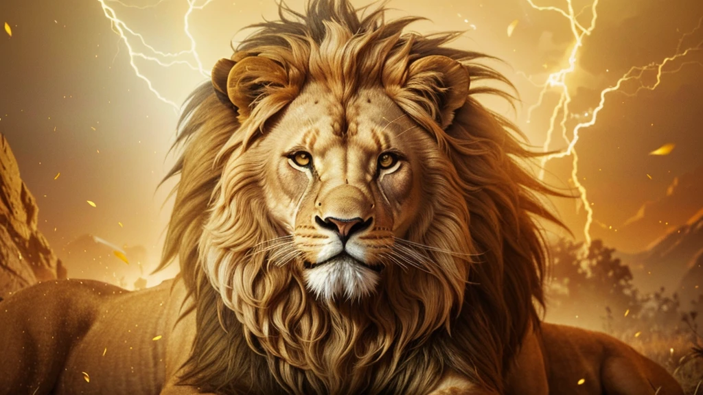 Lion, Divine Lion, Detailed Realistic Lion 16K, Golden Lion, Strong Lion, 16K detalhado realista, Luz solar realista 8K, Detailed realistic solar energy, Detailed realistic natural light, Solar Power Screws, ULTRAHD Photorealism, Ultra Realistic Detailed Colors, Texturas Detalhadas photorrealistics 16K, Contraste Natural 8K, Ultra Detalhado 8K, Nitidez 8K photorrealistic, golden light, black and gold, naturey, Linda, Rendering, photorrealistic, UltraHigh definition, 4K, detailed textures, thunder, detailed shadows, detailed colors, sunset, Sunset, SUNSET, naturey Linda, Great Divine, sunset, detailed contrast, realistic contrast, high resolution, detailed colors, fire, villany, divine creature, 8K Realista Detalhado, 16K, 8K, High definition, detailed contrast, realistic contrast, high resolution, detailed colors, fire, villany, divine creature, 8K, realistic detailed, chic,