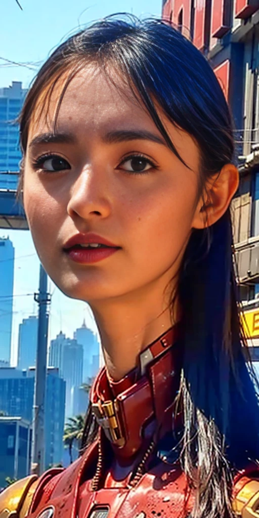 (1girl:1.3), solo,__body-parts__, official art, unity 8k wallpaper, ultra detailed, beautiful and aesthetic, beautiful, masterpiece, best quality, RAW, masterpiece, super fine photo,, best quality, super high Resolution, photorealistic, sunlight, full body portrait, stunningly beautiful,, dynamic pose, delicate face, vibrant eyes, (side view), she is wearing a futuristic Iron Man mech, red and gold, Highly detailed abandoned warehouse background, detailed face, detailed complex busy background, messy, gorgeous, milky, high detailed skin, realistic skin details, visible pores, sharp focus, volumetric fog, 8k uhd, dslr camera, High quality, film grain, fair skin, photorealism, lomography, sprawling metropolis in a futuristic dystopia, view from below, translucent