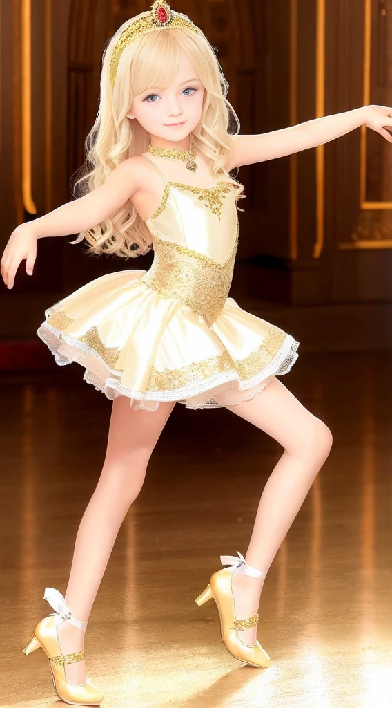 two beautiful little 11 year old Russian girls long blonde hair, tiny short dress, dressing like a princess, nice legs, dancing in a birthday party