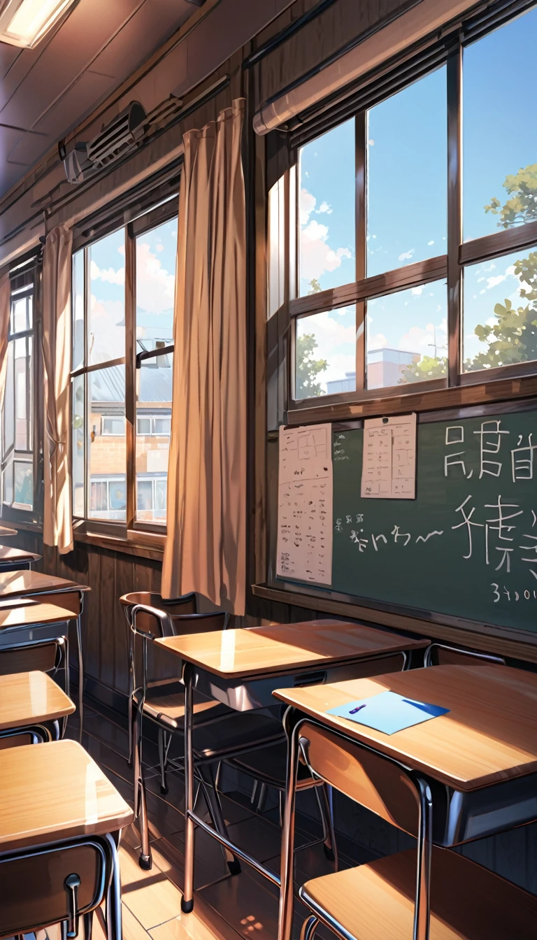 blackboard、curtain、window、background、classroom