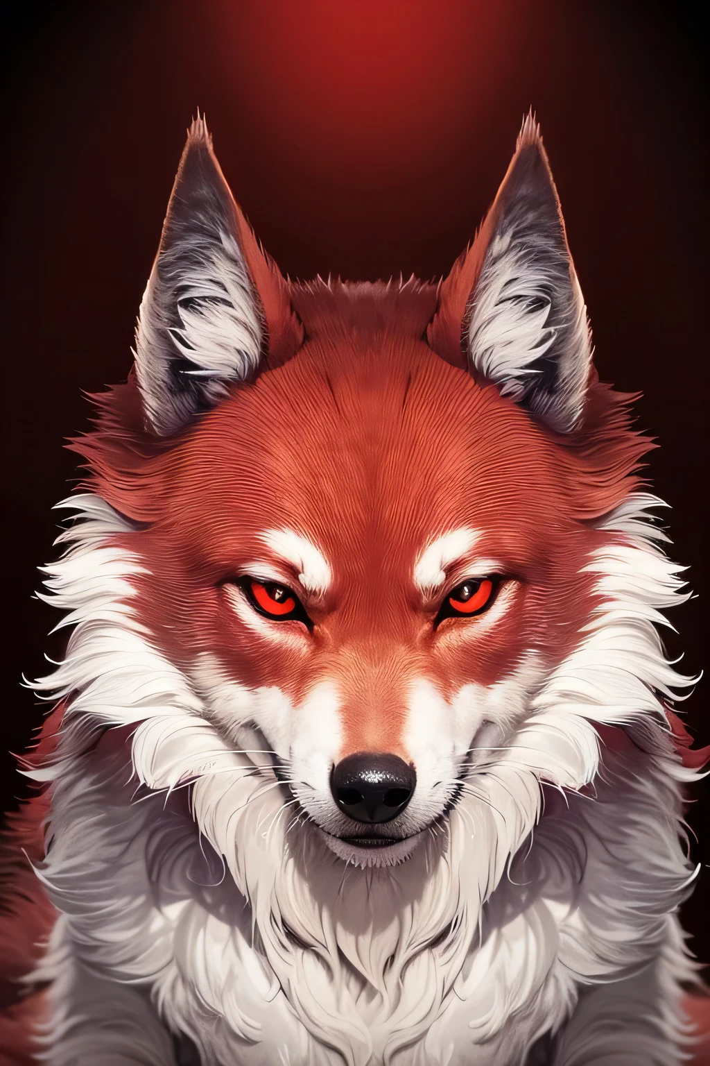 Highest quality, masterpiece, Ultra-high resolution, Red-eyed wolf