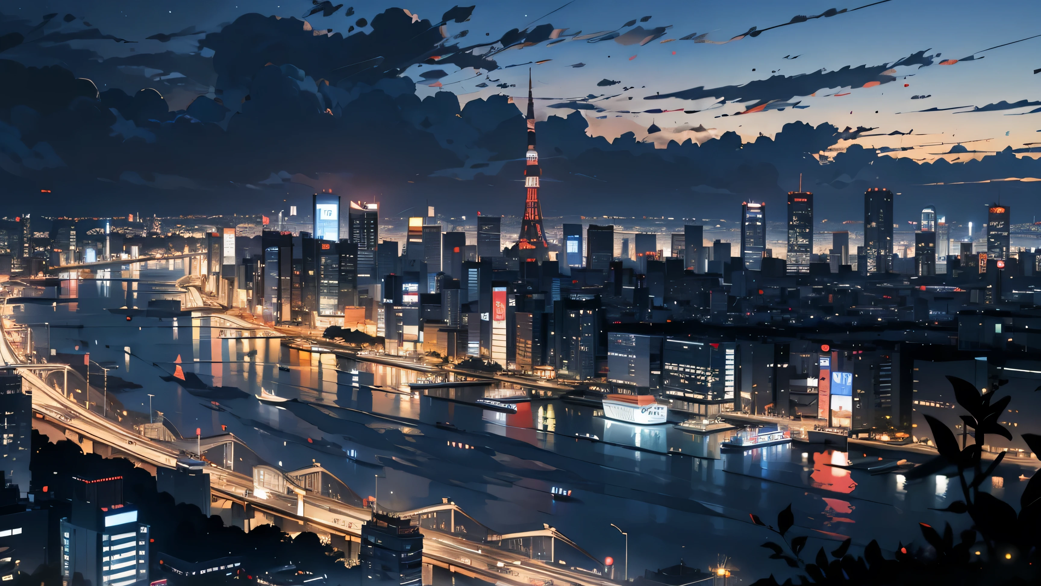 Tokyo night view from a high-rise apartment、