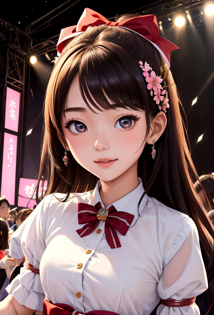(masterpiece, Highest quality)、pretty girl、Illuminated stage、Idol、Idol歌手、17 years old、Are thin、