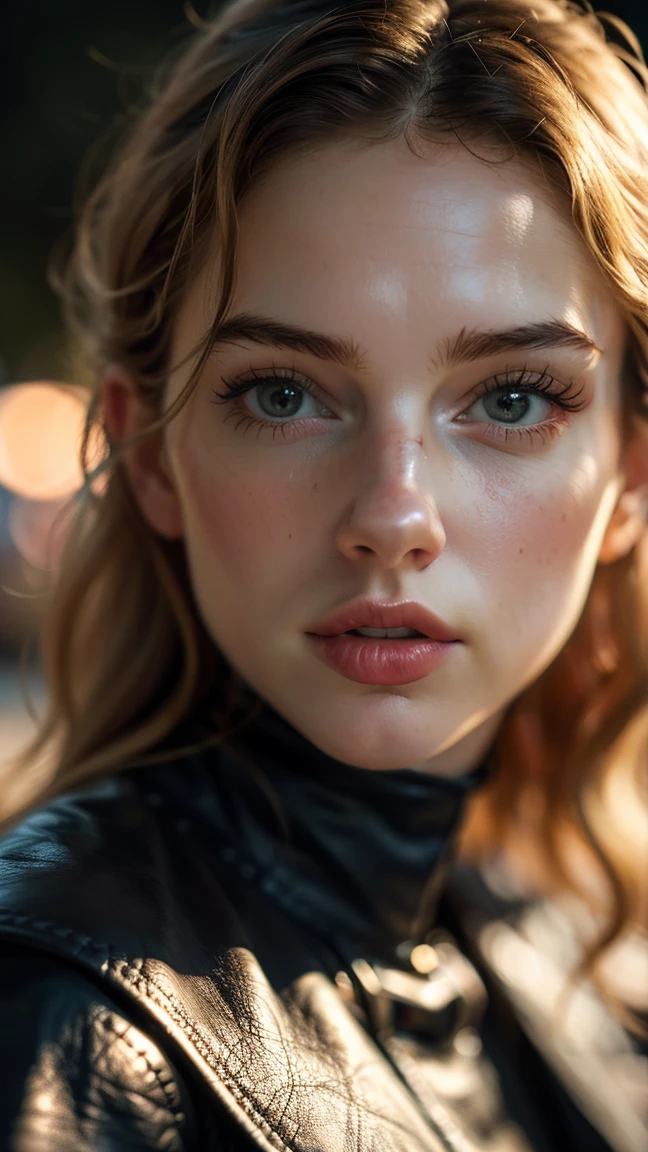 (((ultra realistic))) Photo, Masterpiece, Superior quality, (pale skin), (ultra detailed face and eyes.:1.3), 1 girl, adult, old,  (stupid: 1.43), (eye makeup, mask) , ((big detailed lips)), ((ash wavy hair)), ((Chiolka)) , (natural breasts), thin waist. ((posing)), selfie, free area, night,(night lighting), (The game of lights and shadows), depth of field, bokeh, (Special attention to leather details.: 1.2), detailed leather texture, skin pores. (Airy frame environment.. Color range: delicate, bright, White, Pink tones), DR, ((film grain)), ultra detialed, whole body, evening