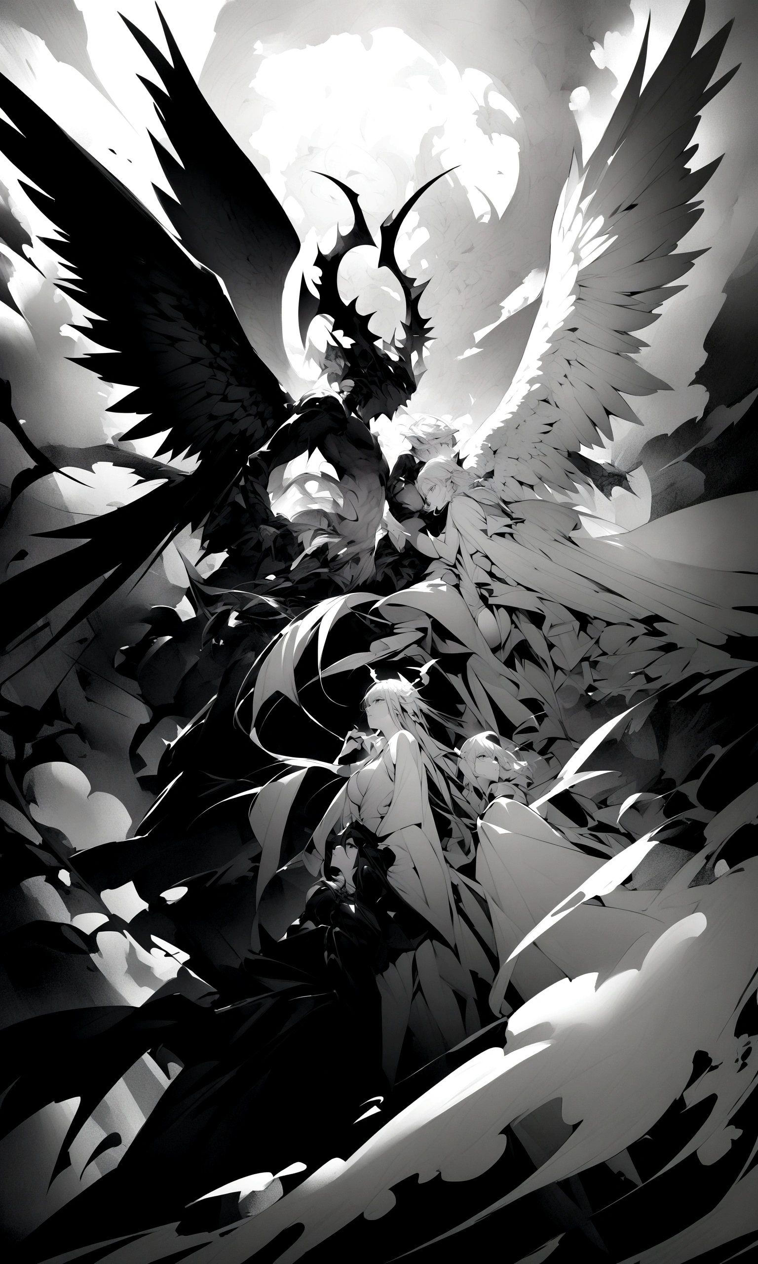 Monochrome、Black and White、light and dark、world、Angels and Demons、Heaven and Hell、