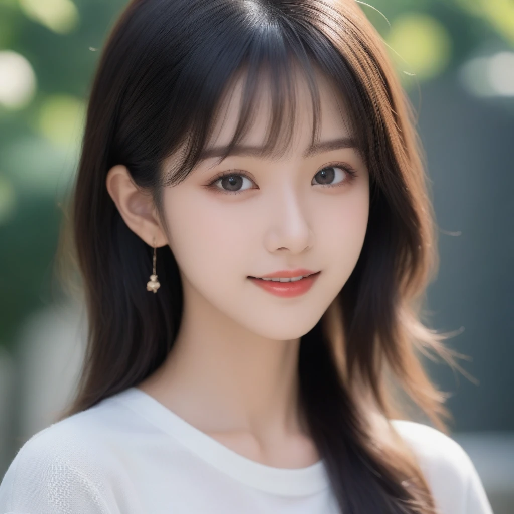 8K, Ultra-high resolution, Highest quality, masterpiece, 三分割法によるphotograph,Surreal, photograph, 1 girl, (16 years old:1.3), pretty girl, Cute face, Beautiful eyes in every detail, 細かくdetailedに,masterpiece,, One Girl:1.2, Japan Female Announcer,whole body、Black Hair、well-groomed eyebrows、Cute Lip Makeup、Urban area,Sprinkling water with a hose,summer,Sparkling sunlight,White T-shirt,Cute gestures、so beautiful,A carefree smile,Healing the heart,blunt bangs,Looking at the audience、beauty,Long neck、Laugh a little、Please close your mouth and laugh、(((Ideal body type))),A-cup small breasts :2,、Portraiture:2、Perfect Anatomy、鮮明なdetailed、detailed、Surreal、Light and shadow,Strong light