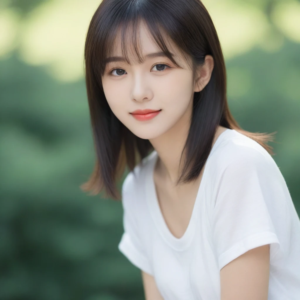 8K, Ultra-high resolution, Highest quality, masterpiece, 三分割法によるphotograph,Surreal, photograph, 1 girl, (:1.3), pretty girl, Cute face, Beautiful eyes in every detail, 細かくdetailedに,masterpiece,, One Girl:1.2, Japan Female Announcer,whole body、Black Hair、well-groomed eyebrows、Cute Lip Makeup、Urban area,Sprinkling water with a hose,summer,Sparkling sunlight,White T-shirt,Cute gestures、so beautiful,A carefree smile,Healing the heart,blunt bangs,Looking at the audience、beauty,Long neck、Laugh a little、Please close your mouth and laugh、(((Ideal body type))),A-cup small breasts :2,、Portraiture:2、Perfect Anatomy、鮮明なdetailed、detailed、Surreal、Light and shadow,Strong light