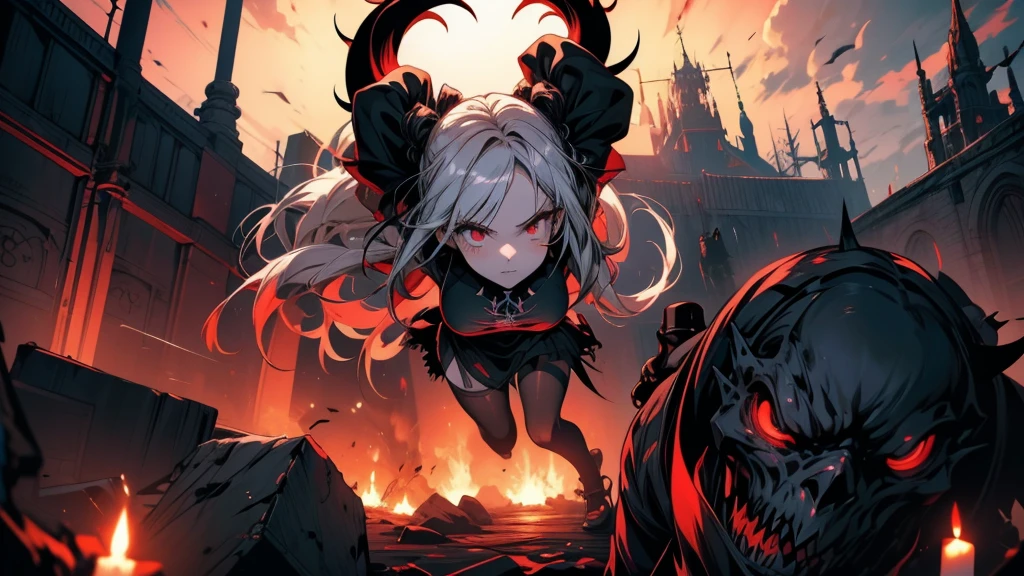 Anime girl with a demonic head and a demonic tail, Devil Anime Girl, Gothic Maiden Anime Girl, Anime Monster Girl, Gwaiz on pixiv artstation, From Arknights, Gwaiz on artstation pixiv, Gwaiz, Gap Moe Yandere Grimdark, Beautiful necromancer girl, Nier 2B, black