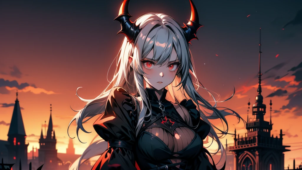 Anime girl with a demonic head and a demonic tail, Devil Anime Girl, Gothic Maiden Anime Girl, Anime Monster Girl, Gwaiz on pixiv artstation, From Arknights, Gwaiz on artstation pixiv, Gwaiz, Gap Moe Yandere Grimdark, Beautiful necromancer girl, Nier 2B, black