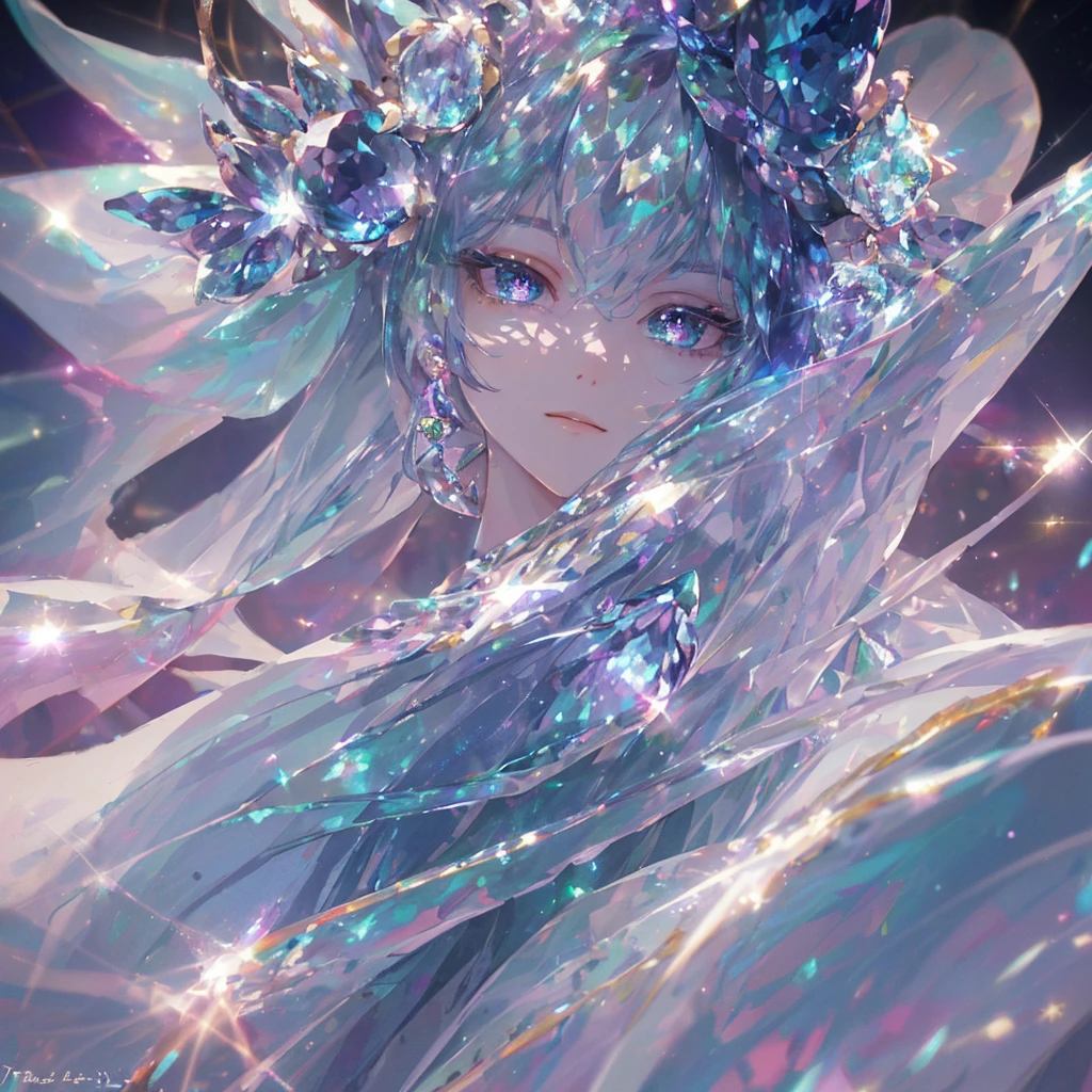 masterpiece, highest quality, figure, alexandrite eyes and hair, platinum earrings, Platinum Necklace, white dress, The Little Mermaid, cute, (dynamic lighting:1.2), cinematic lighting, delicate features, fine eyes, sharp pupils, realistic student, Depth of bounds written, Bokeh, sharp focus, (very detailed, bloom, shine:1.4), Many Small Gems, big tits