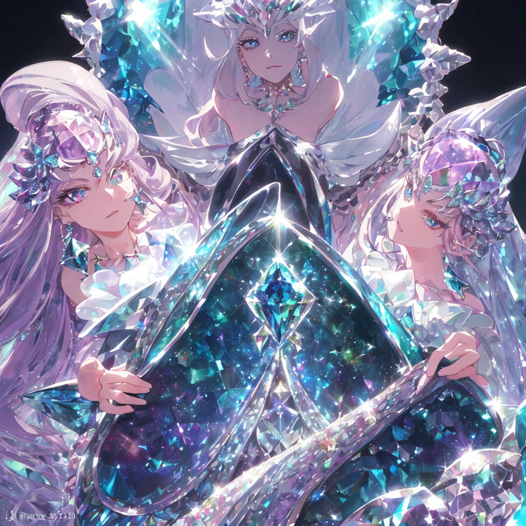 masterpiece, highest quality, figure, alexandrite eyes and hair, platinum earrings, Platinum Necklace, white dress, The Little Mermaid, cute, (dynamic lighting:1.2), cinematic lighting, delicate features, fine eyes, sharp pupils, realistic student, Depth of bounds written, Bokeh, sharp focus, (very detailed, bloom, shine:1.4), Many Small Gems, big tits