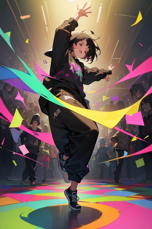 A background filled with scattered musical notes in various sizes and colors

A background completely filled with scattered musical notes in various sizes and colors, covering the entire screen.

beautiful girl colorful image

Dance hiphop Dance CREW  Waacking

Punking 


black medium hair black medium hair 

Five fingers Baggy clothes Baggy clothes