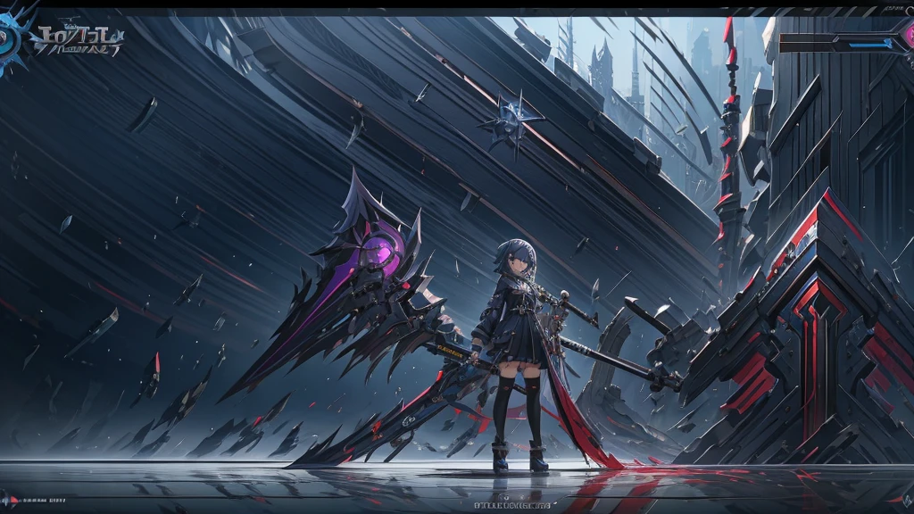 Anime girl with a big scythe and a big scythe, MapleStory character art, Shalltear Bloodfallen, Kschaert Krentz Key Art Feminine, MapleStory Gun Girl, Official character art, Tear from Overlord, ( ( Character Concept Art ) ), jrpg character art, Official Art, Official Artwork, high detailed Official Artwork