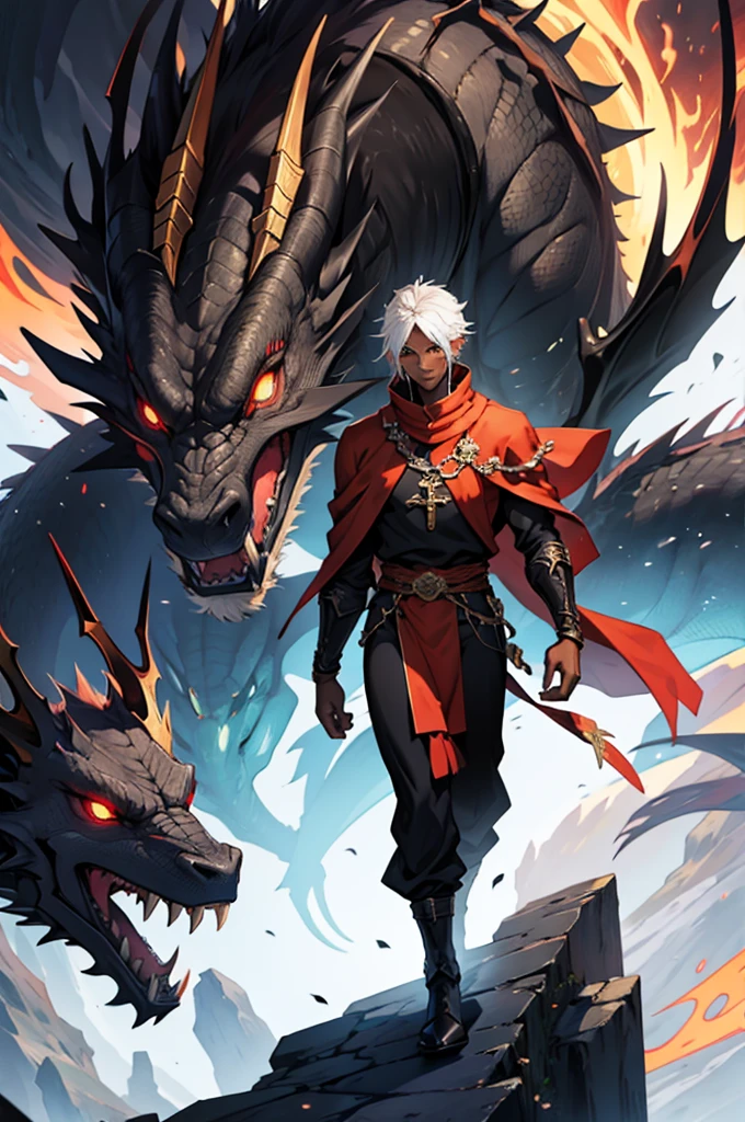 Aasimar black skin man monk sorcerer dragon