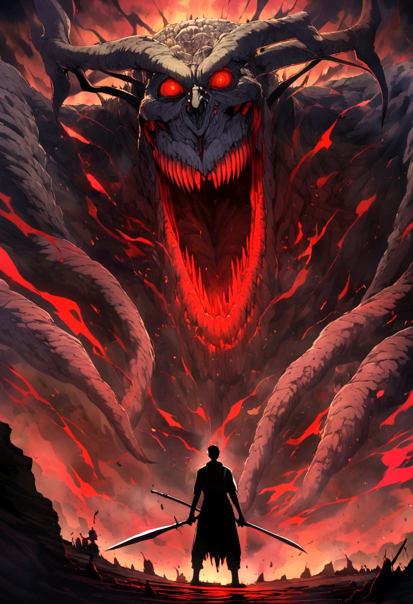Darkness crature, black, red, monster, anime, man, killer, giant.