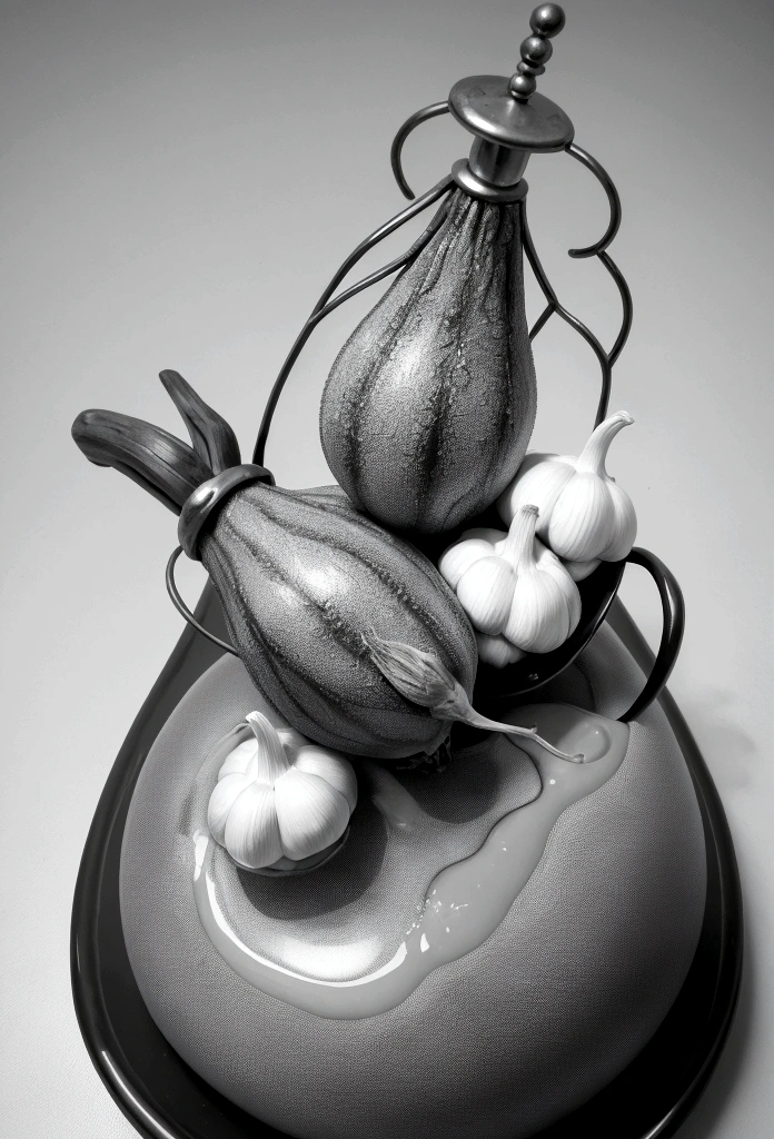 catching big magical garlic. The image should be colorful and high-contrast, The overall composition should be clear and legible even in small format, with a balanced layout. Ensure all elements blend harmoniously to create a cohesive and attractive image.