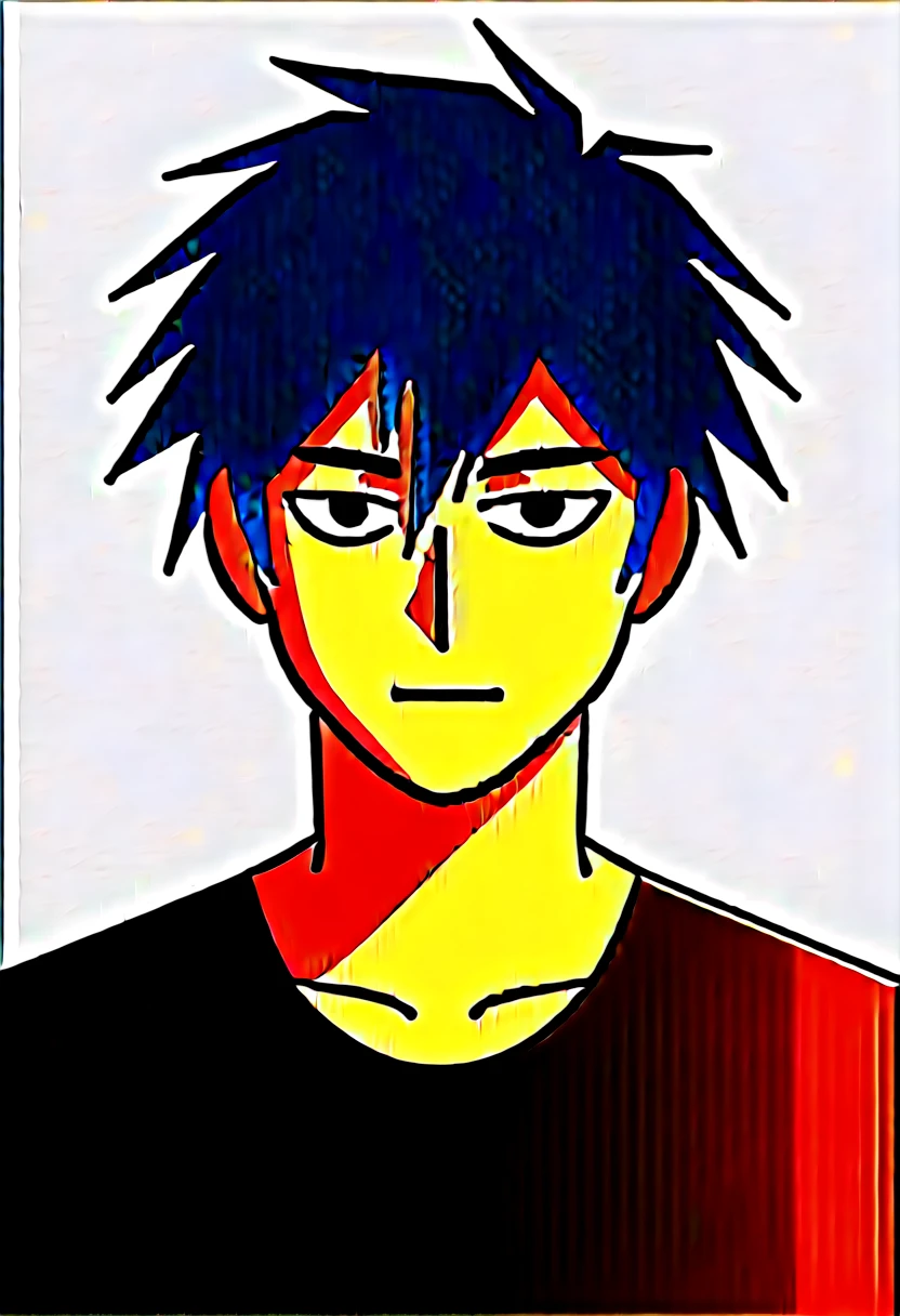 A highschool boy, handsome, perfect body, black hair, wavy hair, mullet, black eyes, expressionless, black shirt, anime, first-person view, My Hero Academia art style, masterpiece, anatomically correct, high details, highres, best quality, super detail, 1080P