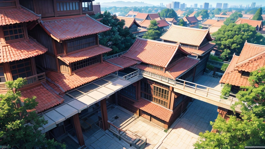 Asian shareholder village. View from above, mysteriously beautiful drawing, high definition