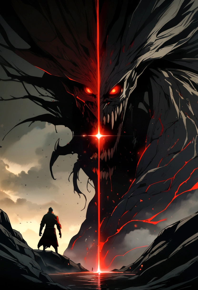 Darkness crature, black, red, monster, anime, man, killer, giant, beautiful