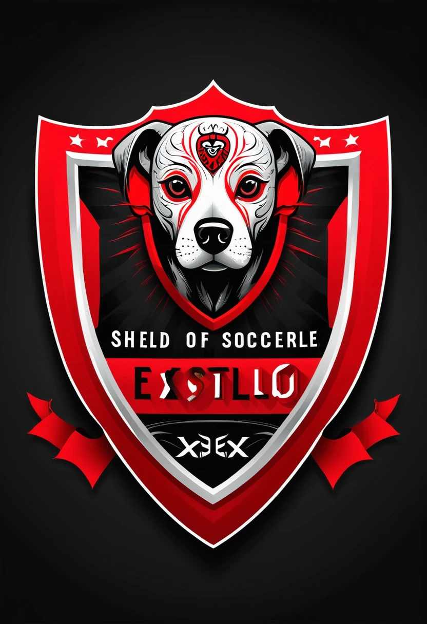 shield of the soccer team from which comes the illustration of just a dog of the xoloitzcuintle breed that has no hair at all, in red and black with the phrase xolos
Estilo catrina mexicana 