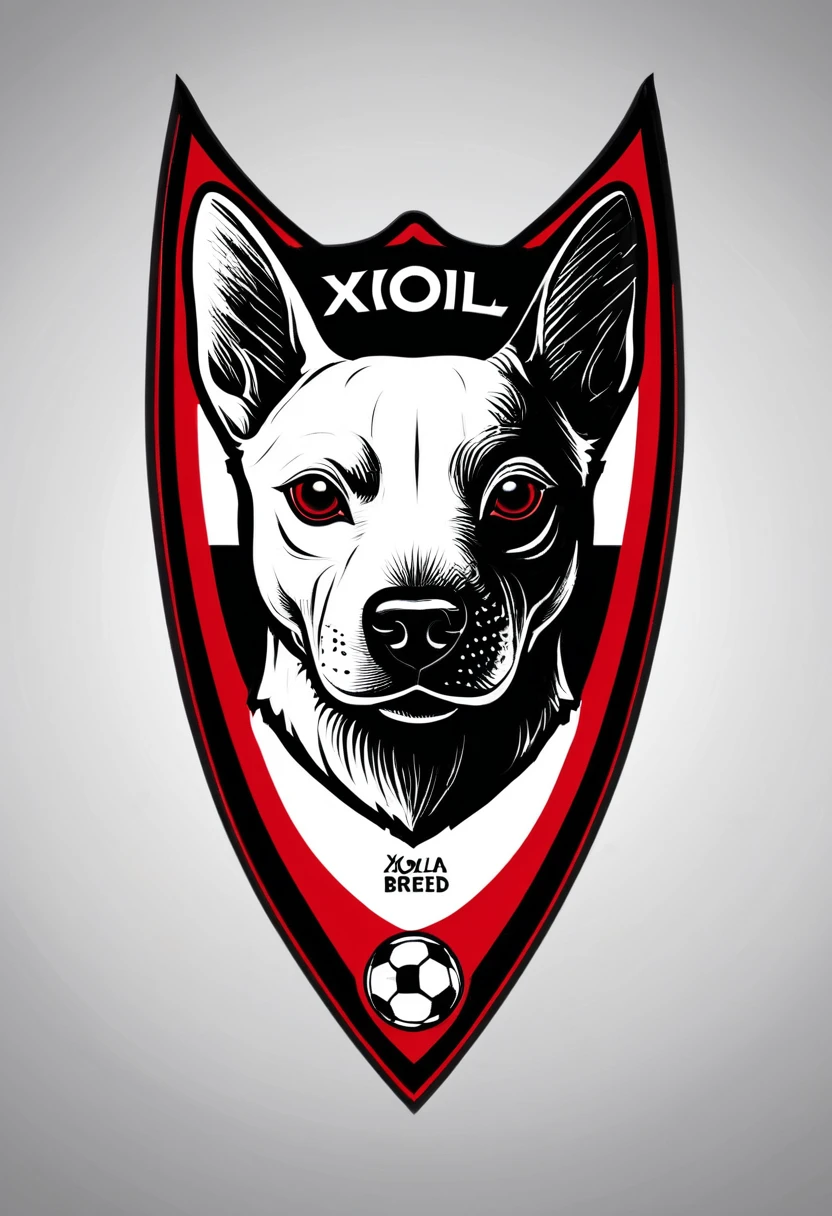 shield of the soccer team from which comes the illustration of just a dog of the xoloitzcuintle breed that has no hair at all, in red and black with the phrase xolos
Estilo catrina mexicana