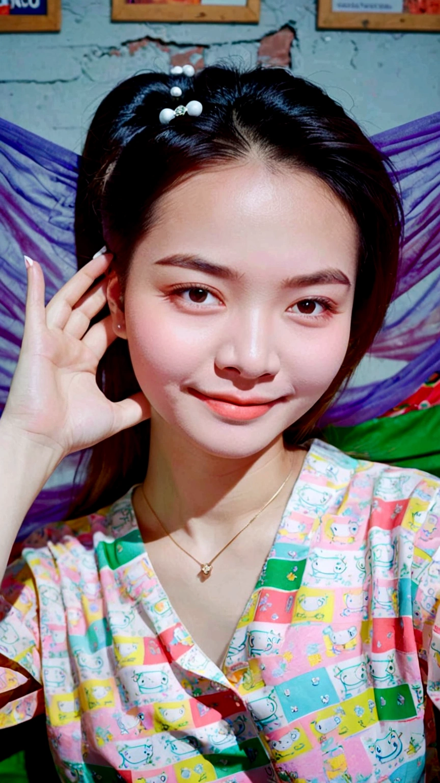 21 year old girl, in see-through clothing, visible nipples. he has long hair, black on top and whitish brown on the bottom. wearing bright light blue lace panties, full body, not fat and not thin, height 163 cm. slightly thick lips, rather wide and flat nose. there is a mole on the left forehead. reality photo, pro photography, masterpiece