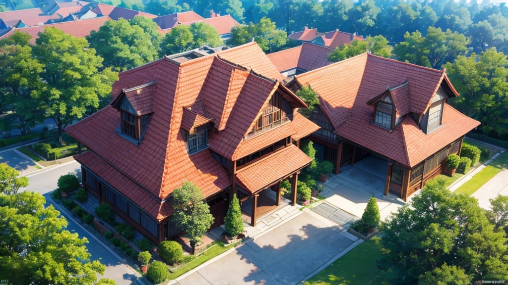 Asian shareholder village. View from above, mysteriously beautiful drawing, high definition