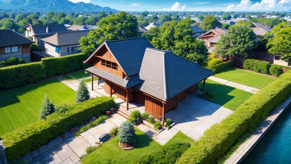Asian shareholder village. View from above, mysteriously beautiful drawing, high definition