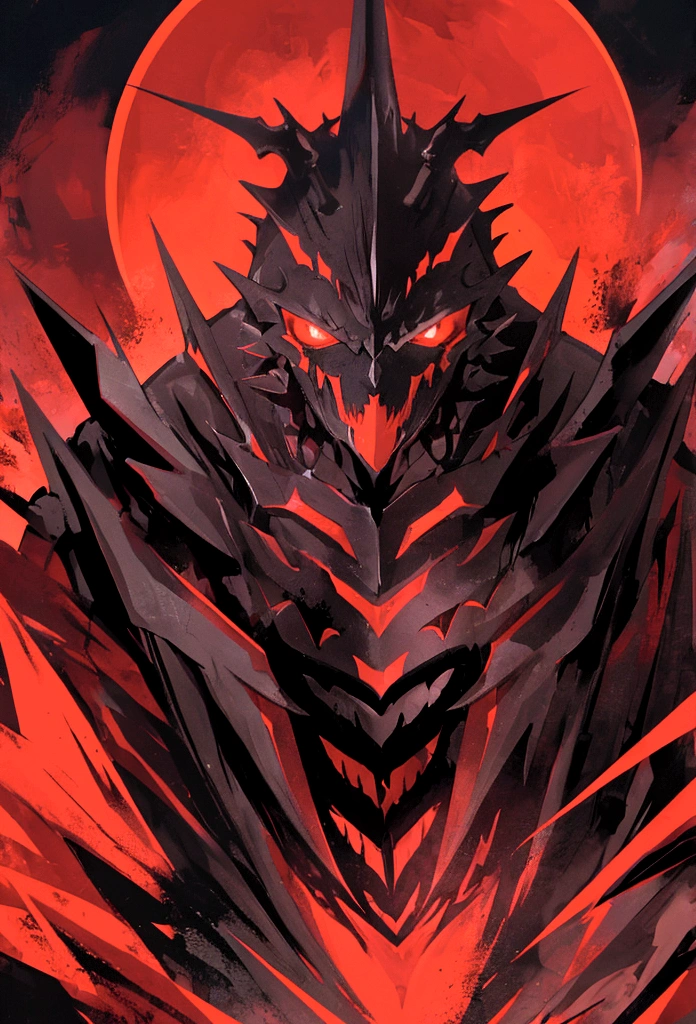 Darkness crature, black, red, monster, anime, man, killer, giant, beautiful, crystalized, amazing, scary, red sky, black clouds, full sized