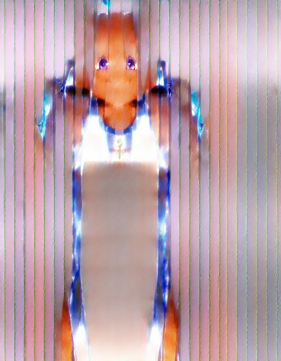((1girl)), ((solo)), ((1 panel)), ((minato aqua:1.3, hololive)), ((height 148cm)), ((weight 44.5kg)), long hair, multicolored hair, twintails, colored inner hair, purple eyes, anchor symbol, blue hair, two-tone hair, braid, bangs, drill hair, twin drills, hair ribbon, purple hair, ahoge, streaked hair, evil happy smile, uncensored, nsfw, large breasts:1.1, petit:1.1, short body:1.1, short arms:1.1, short legs:1.1, short height:1.2, being stumpy:1.3, ((bent over forwards deeply:1.3)), ((breasts focus from directly facing:1.2))), (((blue striped loose bikini:1.3))), very soft breasts, very soft hip, double breasted, under bust, ((top down, hip up)), arms down forwards, glossy skin, shiny skin, shiny clothes, oiled skin, oiled clothes, sweat a lot, wet body, Breast arms and elbow Squeeze, ((looking down on the viewer)), upper body, close up under bust focus, ((one-piece swimsuit tan:1.2))