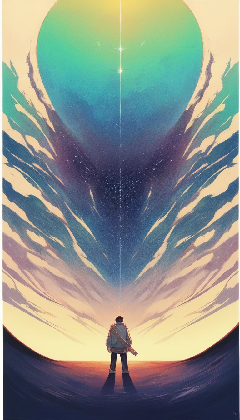 ((Psychedelic shooting starry sky during daytime))、Anime girl looking at the big city view, Cyber City of the Future、 Makoto Shinkai Cyril Rolland, Anime Art Wallpapers 8K, Anime Art Wallpapers 8K, Anime Art Wallpapers 8K, Inspired by Cyril Rolland, Dan Mumford&#39;s Artwork Style, Awesome Wallpapers, by Yuumei