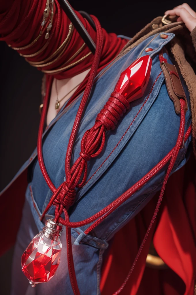 RPG item: Magic cord with shiny red pendant
