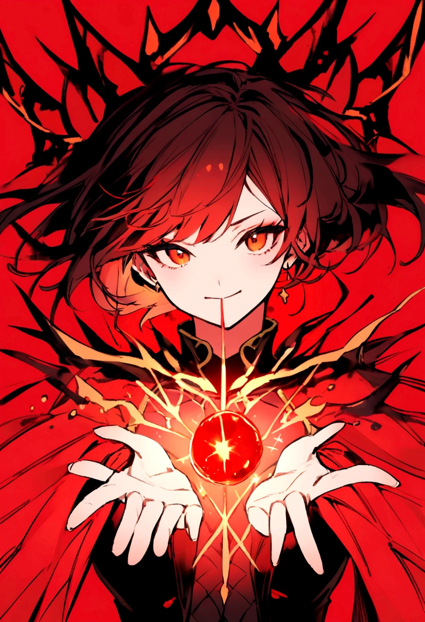 score_9,score_8_up,score_7_up, POV hand, hand with spell command, red light, red flash, glowing, indoor, hall, looking at you ,