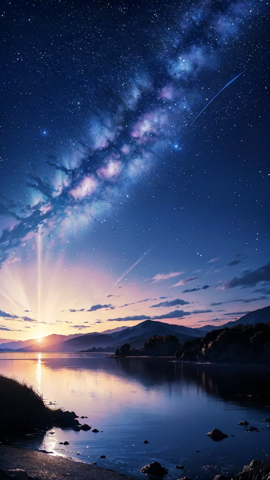4K landscape, Beautiful stars in the background, that&#39;It&#39;s like a dream, sky looking so beautiful, Super Resolution, Perfect lighting, Dark Space, Space Photography, so beautiful, Fantasy World, Girl standing on flowers, Look at the sky, Dark atmosphere, Perfect color grading, Planet in the sky