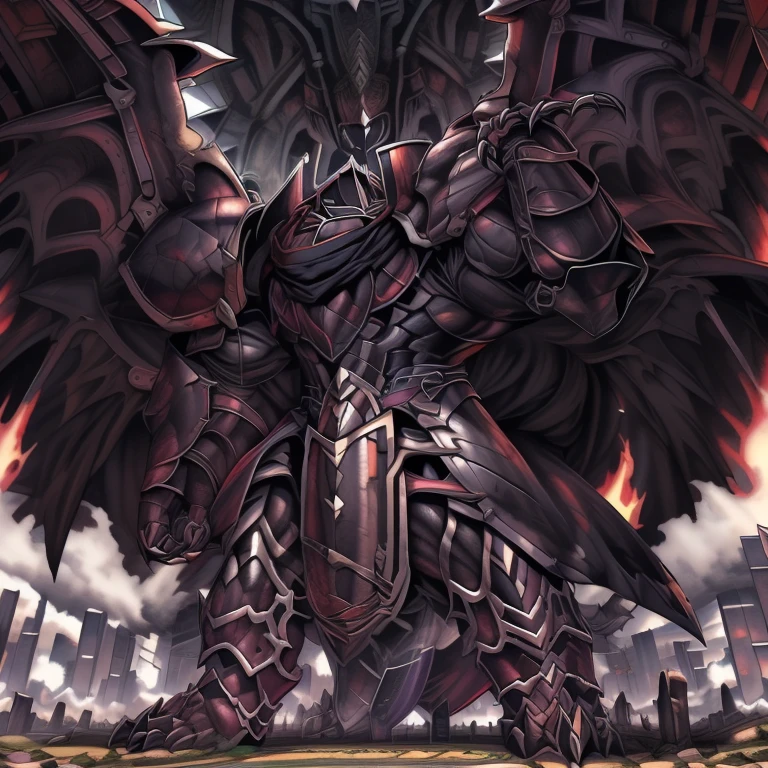 (masterpiece. official art. 8k. best quality. detailed full body. full body.)
(situation 1 : dominating demon lord dragon batzz. focus Colossus mechanical Muscular demon lord dragon batzz is trampling the CITY. macro. stomp. Low-angle perspective. emphasizing the immense size. The perspective is from below, emphasizing the sheer majesty and power of the Colossus. Colossus art. He is much bigger than a skyscraper. Giga Colossuss. micro soccer field. looking down.)
(situation 2 :smoke and flames rising from the destruction in the city. macro. stomp. Low-angle perspective. emphasizing the immense size. The perspective is from below, emphasizing the sheer majesty and power of the Colossus. Colossus art. He is much bigger than a skyscraper. Giga Colossuss. looking down.)
(Additional details 1: wearing a full-face helmet. helmet is jet black. The color of NANOSUIT is jet black. high-tech bio-mecha armor. real texture material. whole body shines like metal. Wearing cyberpunk mecha. emphasizes the muscles. suit fully made of metal. intricate armor. Robotic suit. suit fully made of metal. NANOSUIT with the same design as demon lord dragon batzz.). (demon lord dragon batzz has 5 toes.)
(Additional details 2: (Detailed head. Detailed Body. Detailed abs. gigantic muscles. HYPER MUSCLES. Gigachad Muscular. big muscle. pecs. triceps. traps. unusually developed muscular body. body full of huge muscles. showing off muscles. pectorales enormes. Exaggeratedly huge muscles. huge muscles. long legs.).
(Additional details 3: nj5furry, Spread wings. It has wings. black have big wings. The claws are sharp. He wears a black cloak on his back.).