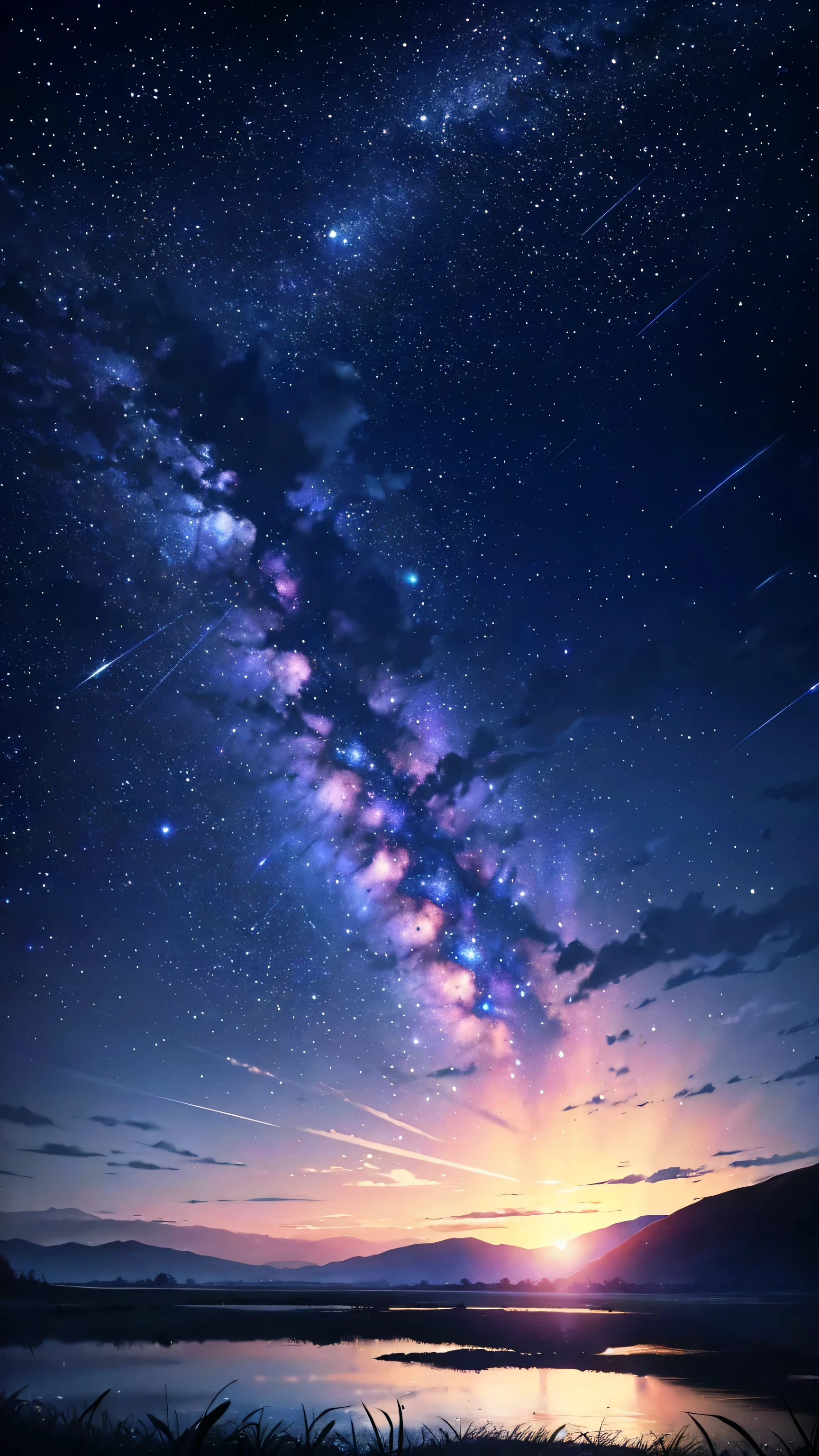 4K landscape, Beautiful stars in the background, that'It's like a dream, sky looking so beautiful, Super Resolution, Perfect lighting, Dark Space, Space Photography, so beautiful, Fantasy World, Girl standing on flowers, Look at the sky, Dark atmosphere, Perfect color grading, Planet in the sky